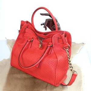 Michael Kors Perforated Hamilton RARE Limited Edition Red Brick Crossbody Tote